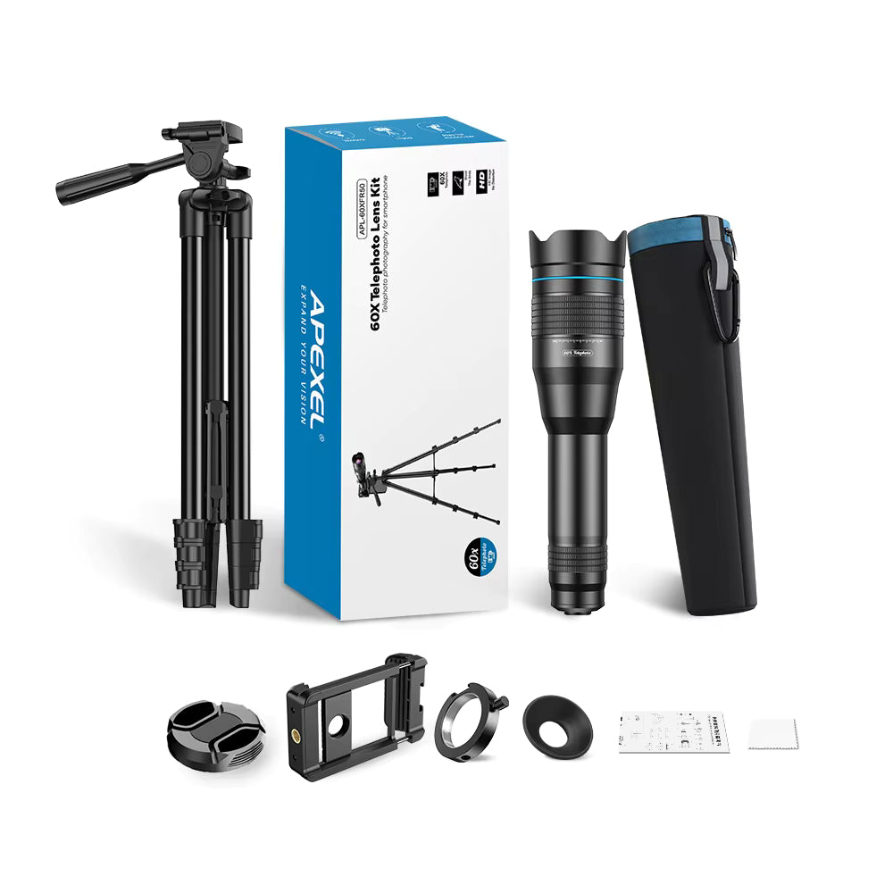APEXEL 60X Mobile Phone Telescope Lens Astronomical Telephoto Zoom Lens With Extendable Tripod for iPhone Huawei All Smartphones